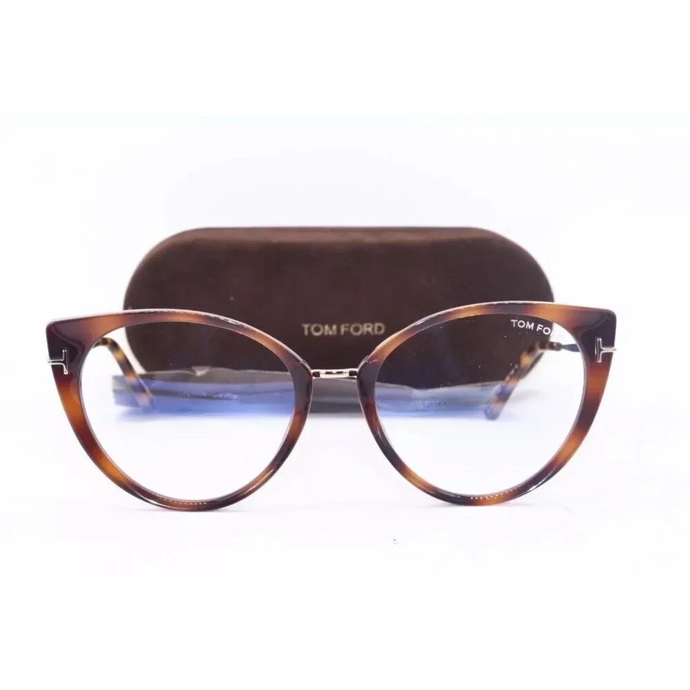 NWT Tom Ford FT5815-B Blonde Havana, Cat Eye 54mm Eyeglasses